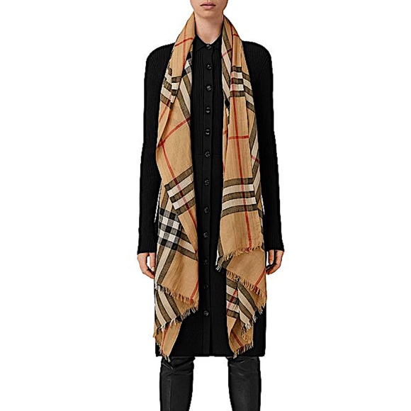 Burberry Lightweight Check Wool Silk Scarf - Picture 1 of 11